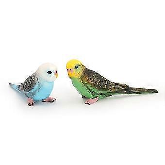 2Pcs Budgie Parakeet Figurines Set  Realistic PVC Budgerigar Models  Lifelike Parrot Bird Figures for Kids Educational Toys, Decorations, and Playsets