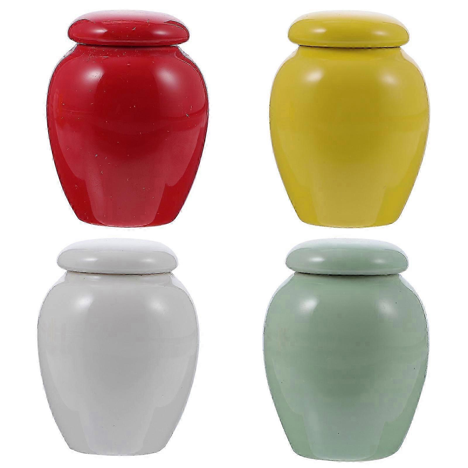Ceramic Cremation Urn Set | 4Pcs Ashes Storage Jars for Funerary Use