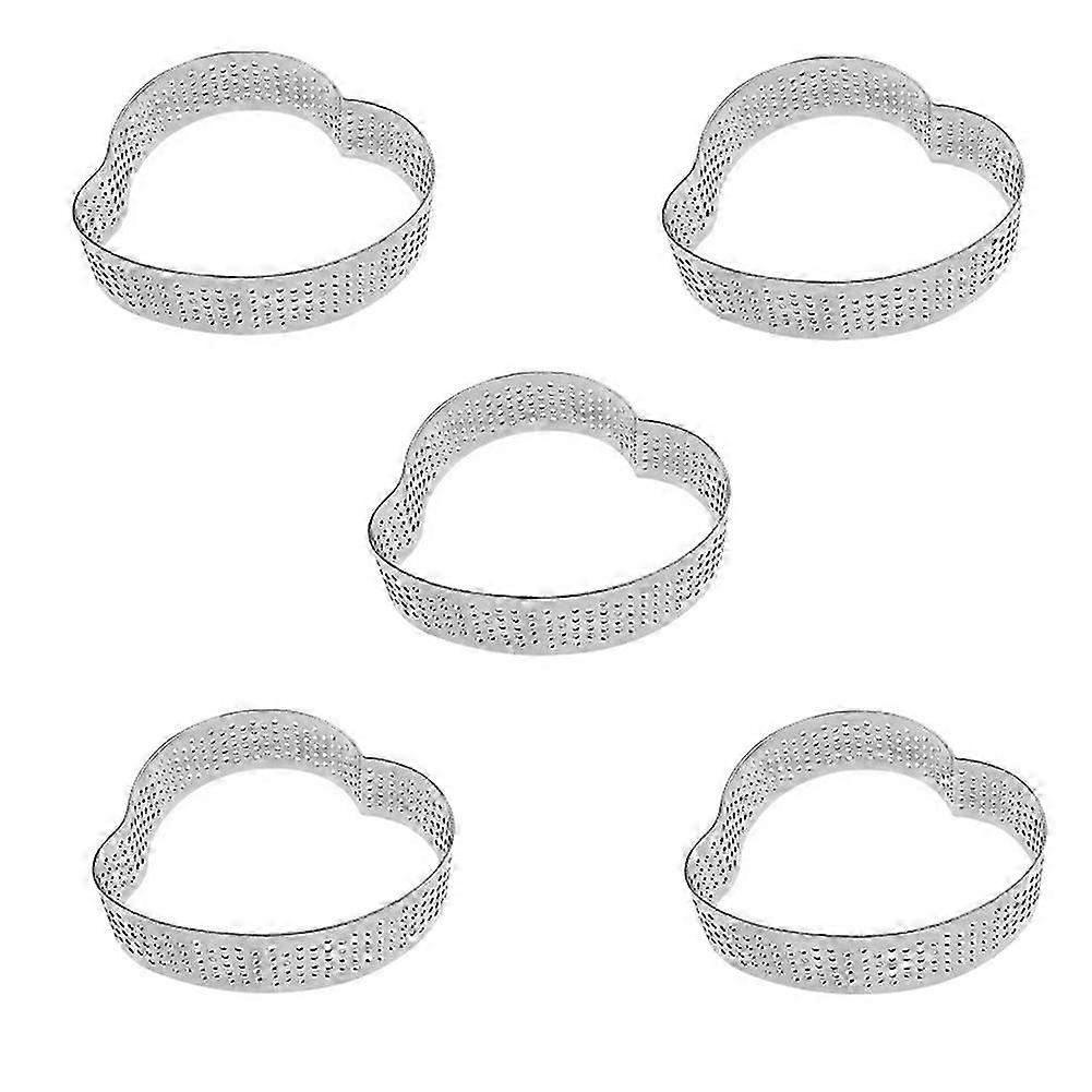 5 Pack Heart Tart Ring,Perforated Baking Ring,Pastry Ring