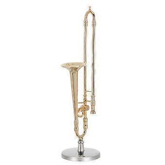 1pc Exquisite Copper Craft Trombone Model Desktop Decor Instrument Model Decor
