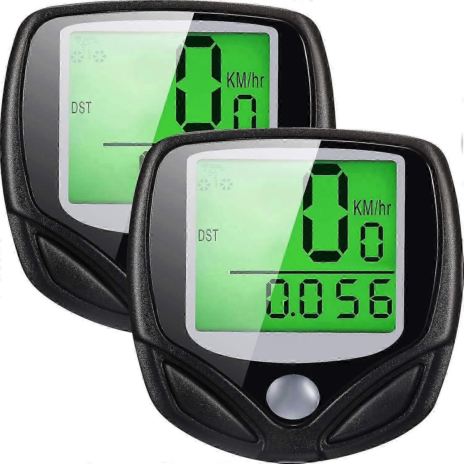 2 Pack Multi-Functions Bicycle Speedometer Wireless Bike Odometer Waterproof Cycle Computer with LCD