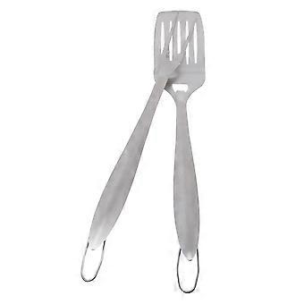 Stainless Steel Bbq Tools Kit for Outdoor Grilling 2Pcs Practical Set