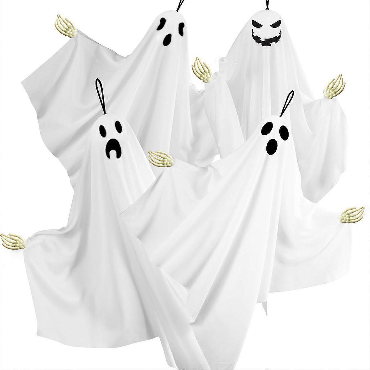 Halloween Hanging Ghost Decorations 4PCS White Flying Ghost Set