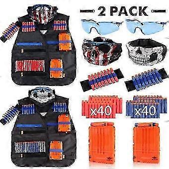 Gafild Tactical Vest Kit for Nerf 2-Pack Kids Tactical Vest Jacket for N-Strike Nerf Accessories with 80 Darts Refill Pack 2 Clips for 12 Darts