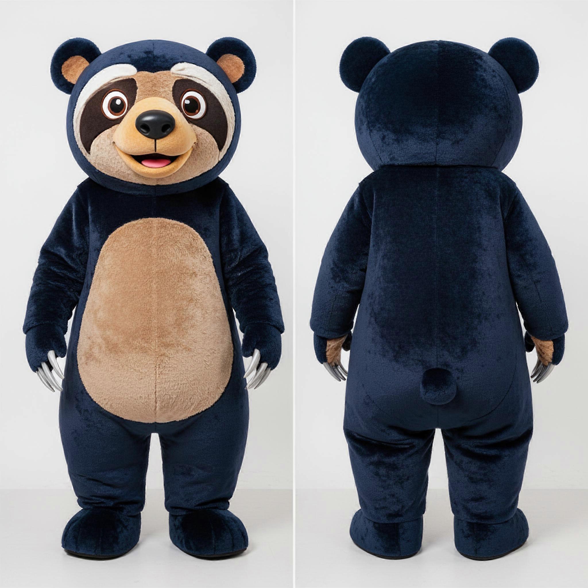 MASTICOT Navy Blue Cartoon Sloth Bear Mascot