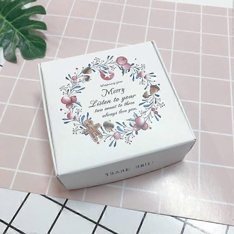10Pcs Square Paper Boxes for Soap Packaging with Pattern White Flower 8.5x8.5x3.5cm