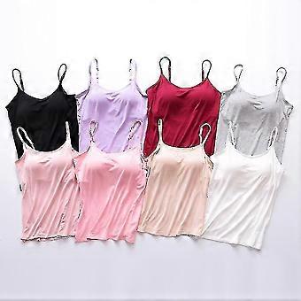 Women Camisole Tops With Built In Bra Neck Vest Padded Slim Fit Tank Tops