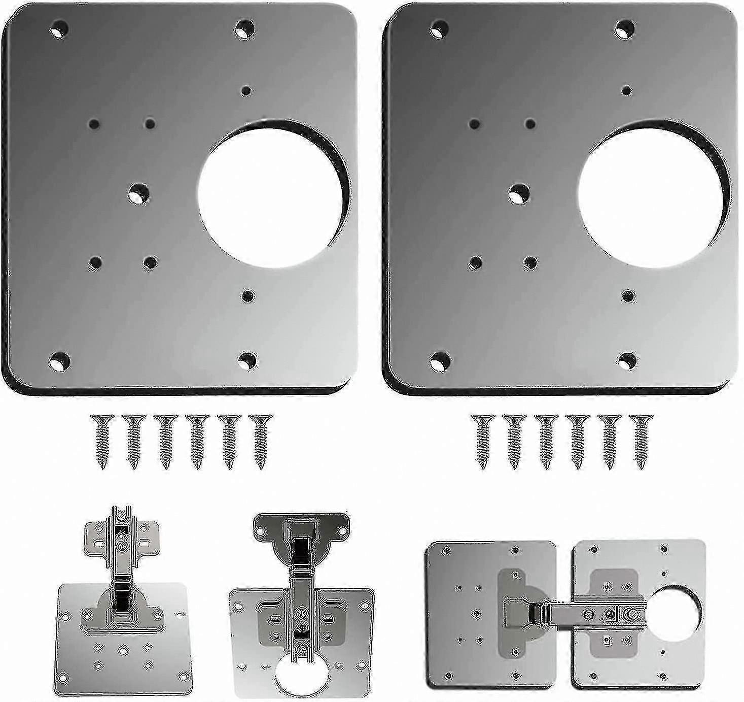 Kitchen Cabinet & Cupboard Door Hinge Repair Plate Kit, Replacement Hinge Brackets