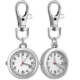 Conjunto de 2 Relógios de Bolso com Chaveiro e Fivela, Relógios de Pulso para Enfermeiras, para Homens e Mulheres.
