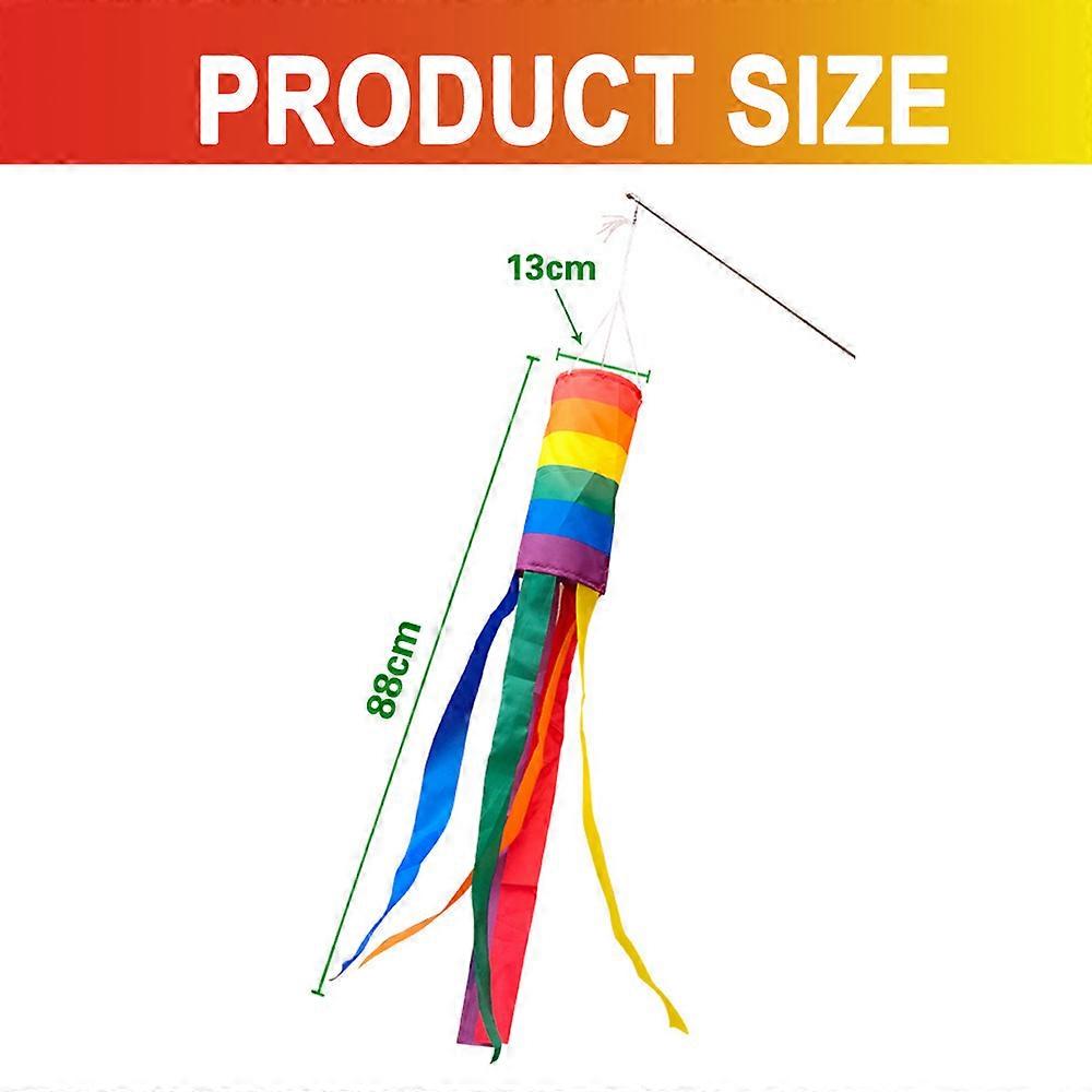 Rainbow Column Windsock, Durable Polyester, Long-Tailed Outdoor Pride Decoration
