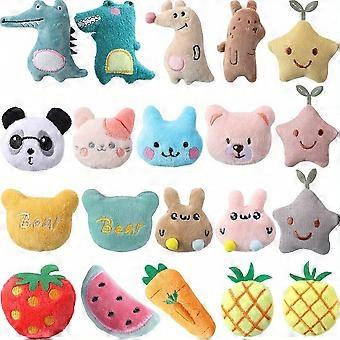 20 Pcs Cat and Dog Chew Toys, Fruit Pattern Plush Interactive Play Set, Bite-Resistant Pet-Safe for Kittens and Puppies Indoor and Outdoor