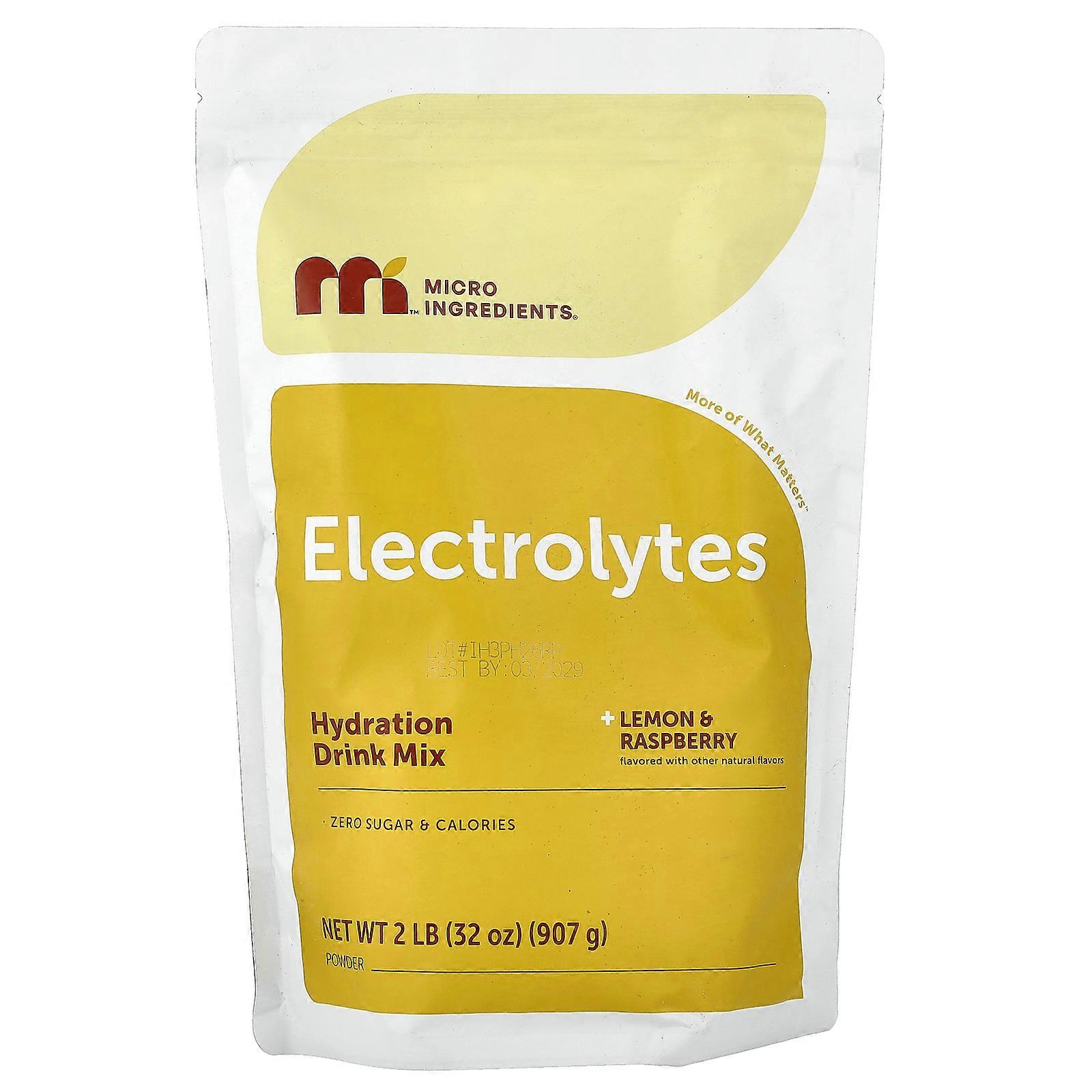 Micro Ingredients, Electrolyte Powder, Lemon & Raspberry, 2 lb (907 g)