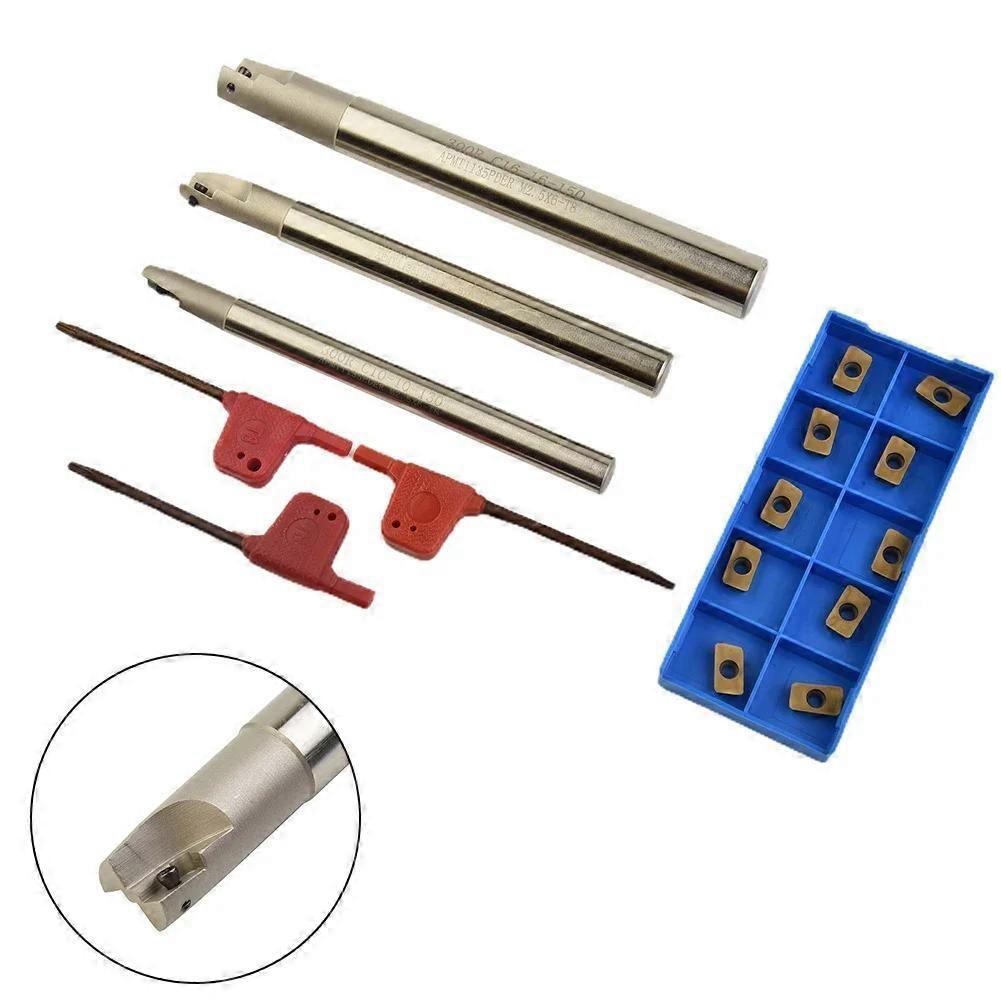 Support de plaquette de tournage, pratique à manipuler, facile à remplacer, modèle 300R C10-10-120-1T, pour plaquette APMT1135PDER, en acier allié.