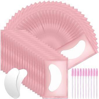 Eye Gel Pads, 50 Pairs Eyelash Extension Pads with 10 Eyelash Brush