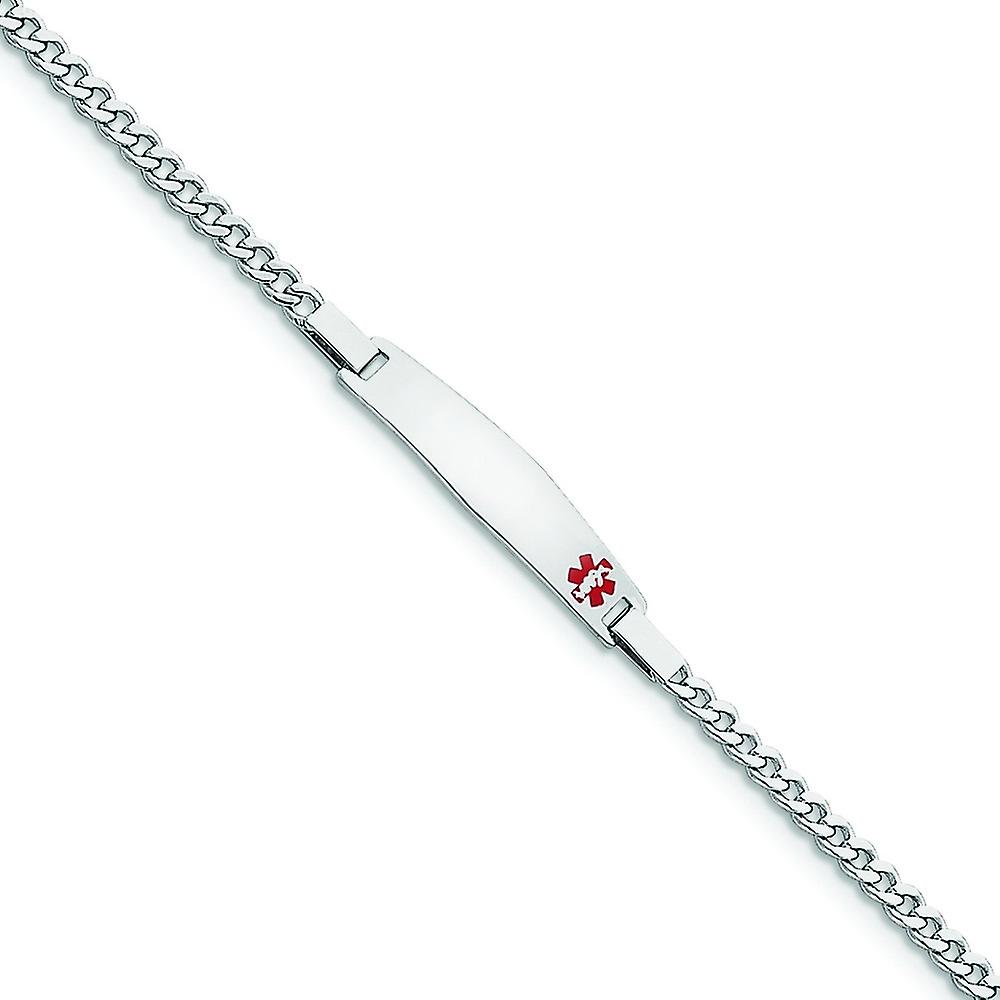 925スターリングシルバーポリッシュメディカルIDカーブリンクブレスレットロブスタークロー識別-女性用ブレスレット-長さ:7〜
