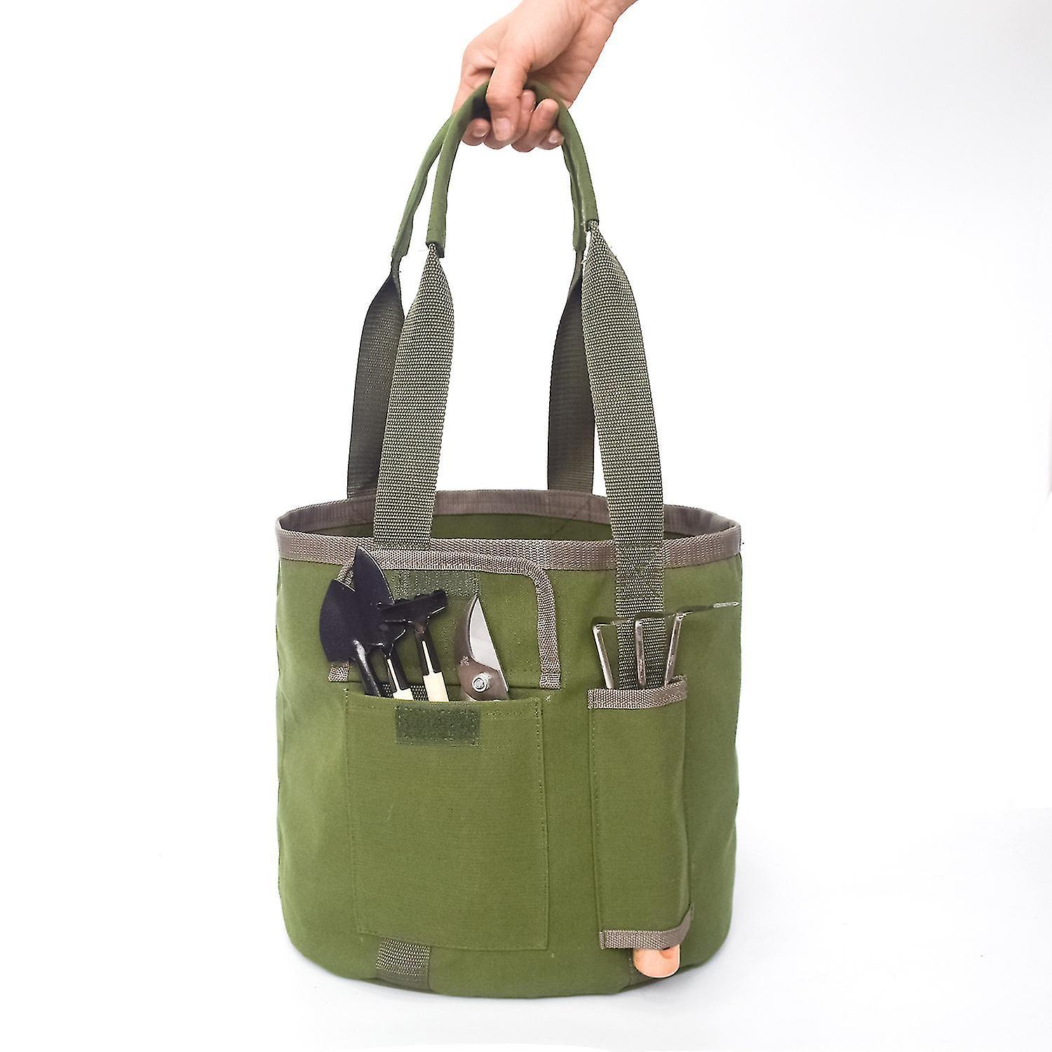 Gardening Tools Tote Bag With Pockets - Women's Garden Storage Bucket, Sturdy Canvas, Large 5 Gallon