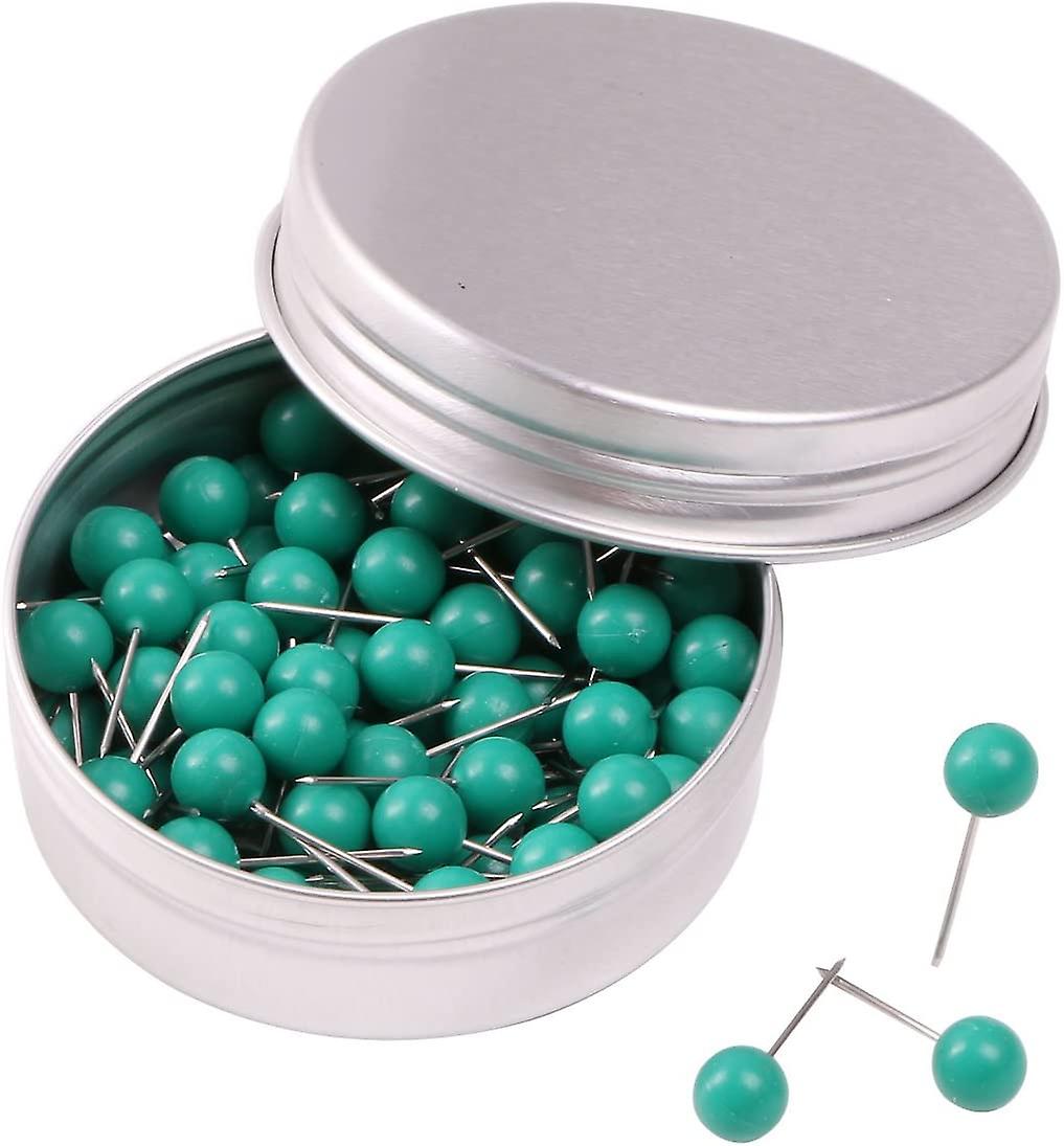 100PCS 1/4 Inch Small Round Head Map Tacks Pins for Home Office Bulletin Cork Board Use and DIY Craft Project (Green)