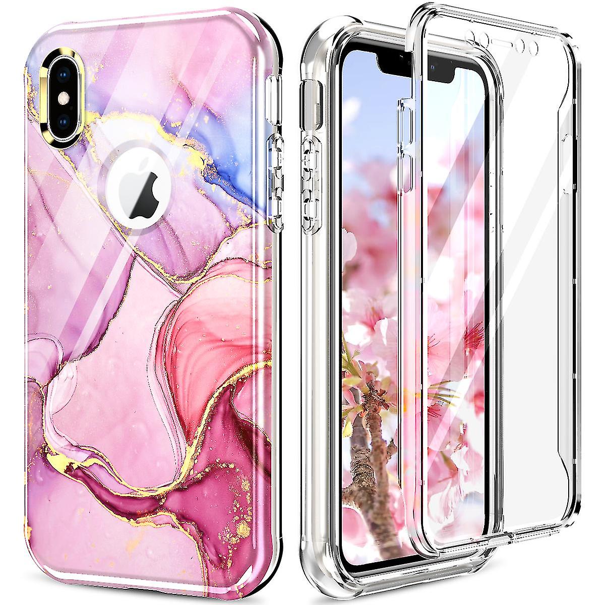 حافظة ماجيك كولور لآيفون X Xs ، بما في ذلك واقي الشاشة ، ودعم الشحن اللاسلكي ، والحماية من السقوط