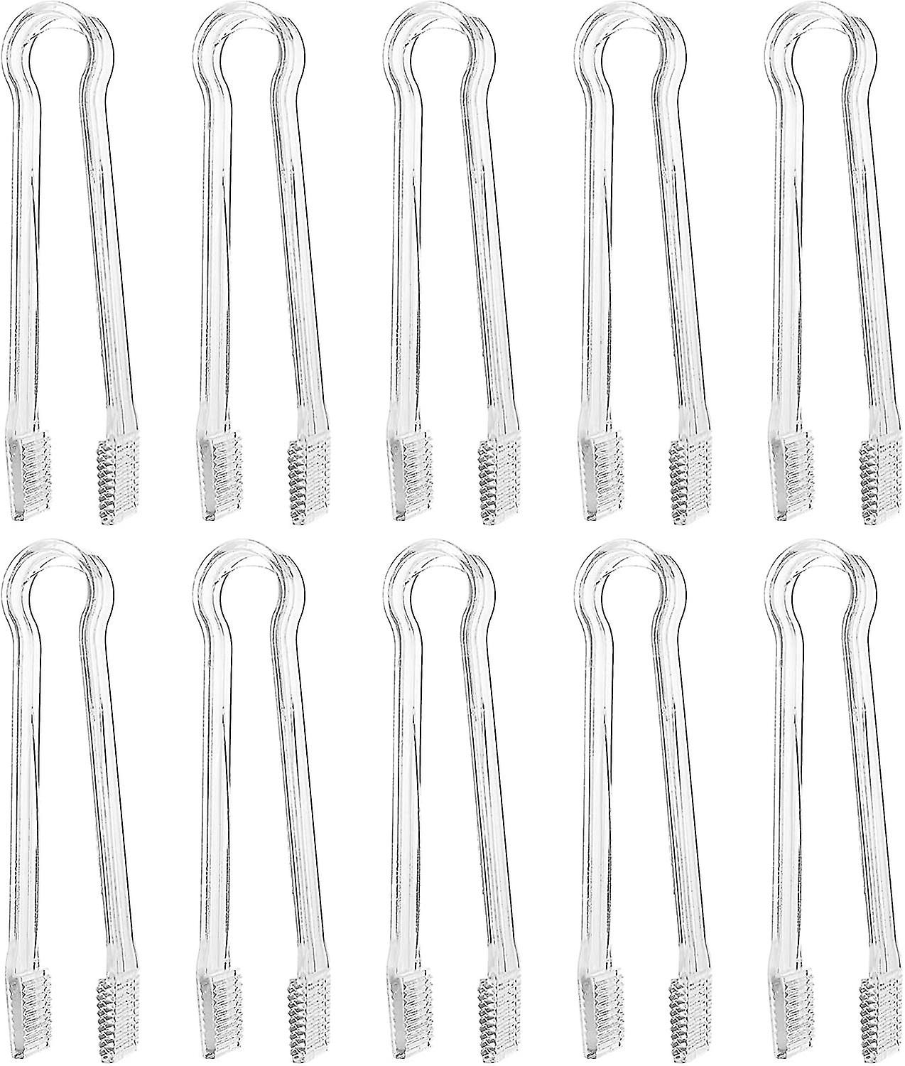 10 Pieces Mini Plastic Buffet Serving Tong, Small Buffet Serving Tongs Set Clear Kitchen