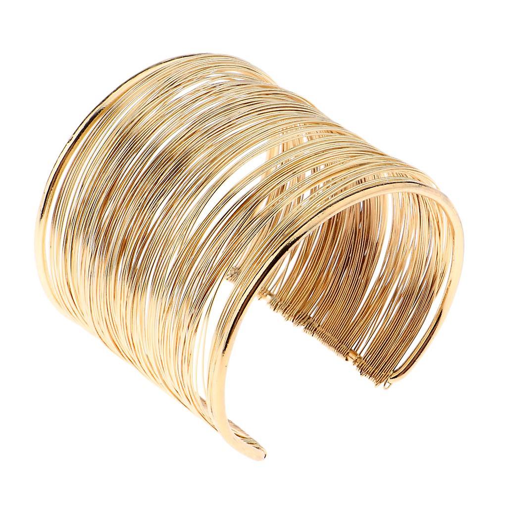 Rigid Memory Wire Metal Circle Split Coil Wire Cuff Bracelet Bangle Gold