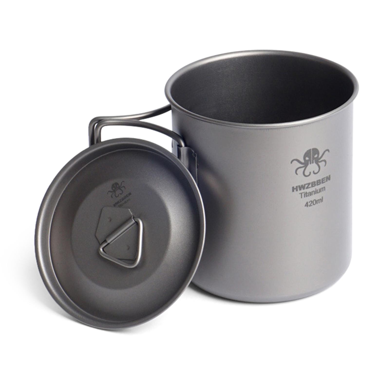 420ml Titanium Cup With Foldable Handles Lightweight Water Cup