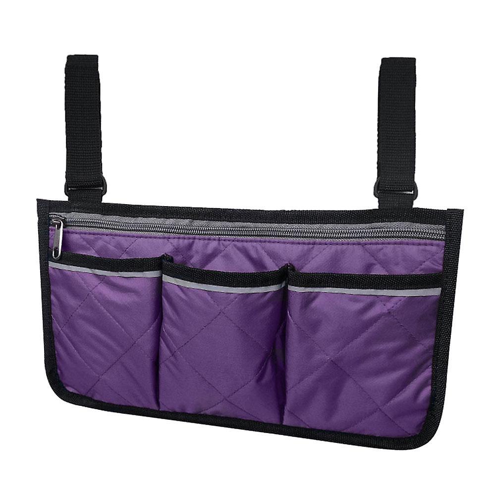 ZHOUBA Wheelchair Multi-pocket Side Hanging Bag Storage Pouch with Reflective Strip