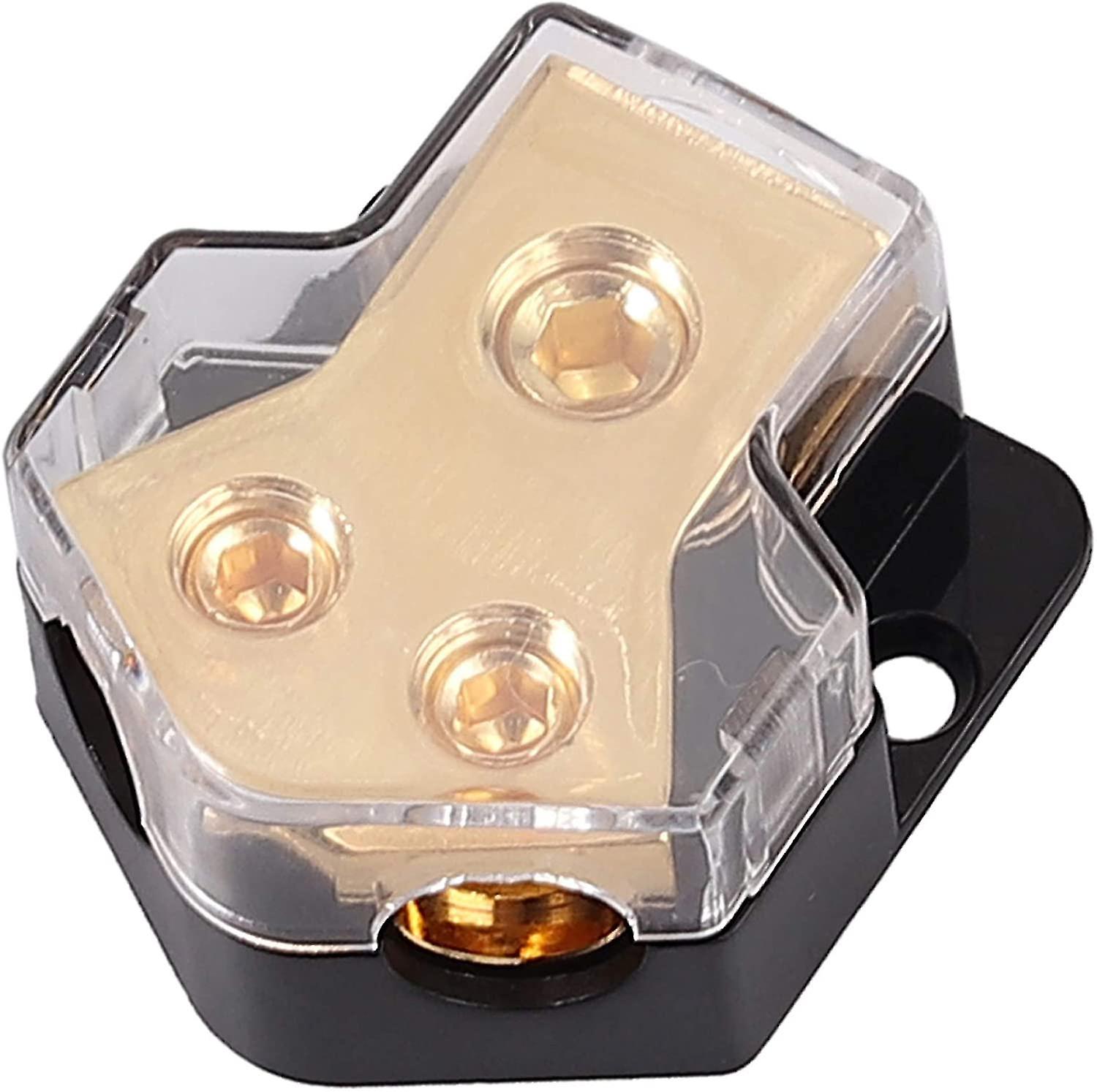 Power Distribution Block,1 Input 0/2/4 Gauge Splitter Block With 2 Output 4/8 Gauge For Power Amplifier,power Audio Distribution For Car Audio System