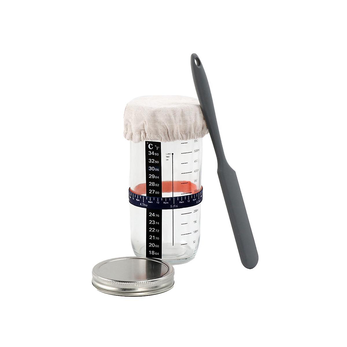 Glass Airtight Jar Sourdough Maker Natural Fermentation Jar with Lid and Scale Dough Fermentation K