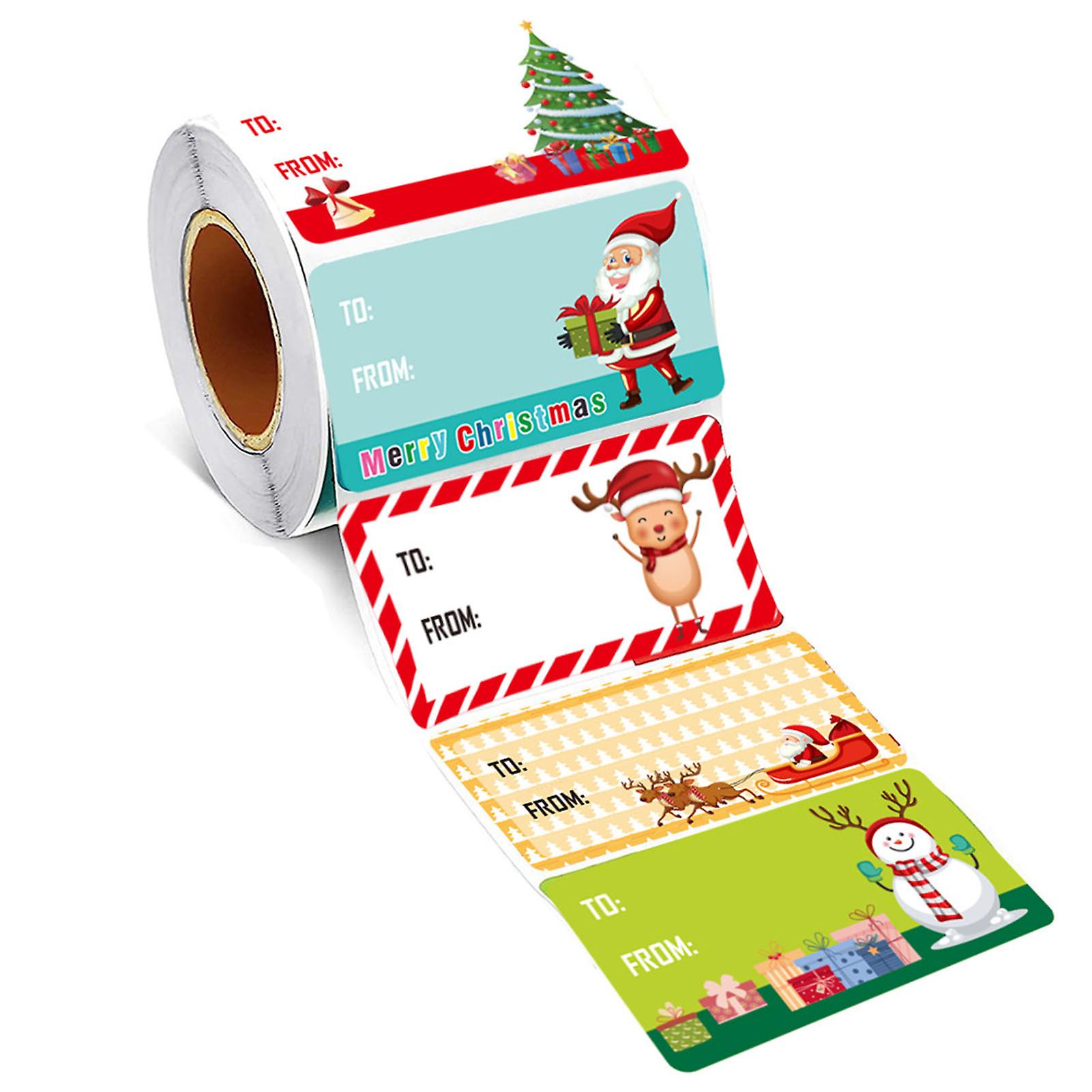Box Sticker Roll on Christmas Various Pattern Festival Labels Paster for Decoration