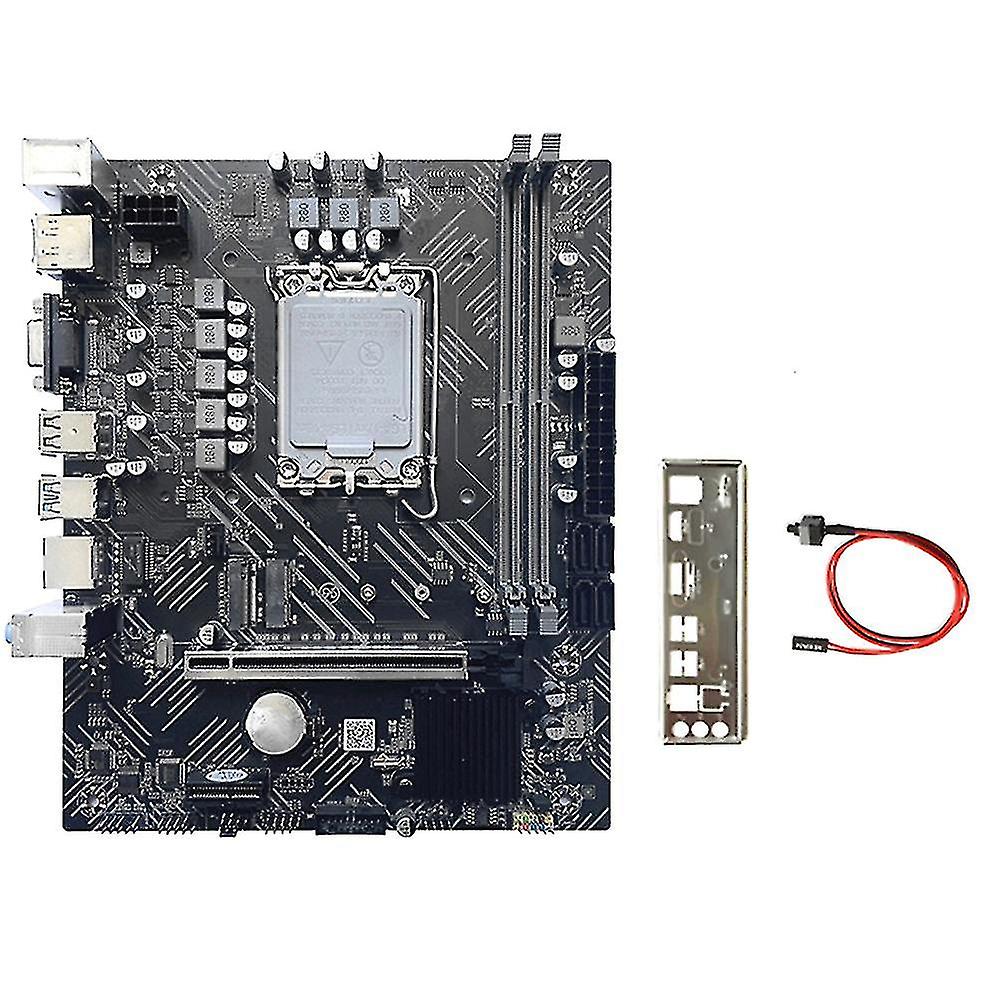 H610 Motherboard+switch Cable+baffle Lga1700 Ddr4 Pcie 16x Gigabit Lan For G6900 G7400 I3 12100 I5