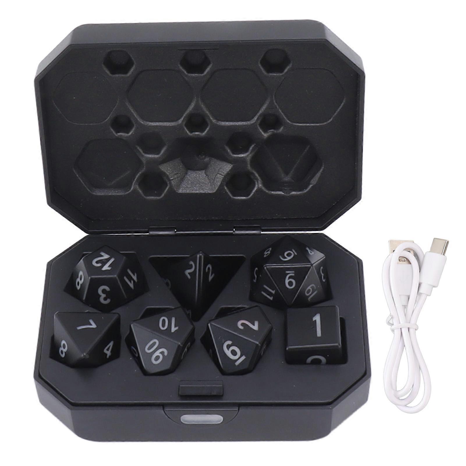 7-Piece LED Polyhedral Dice Set with Charging Case for Clear Visibility