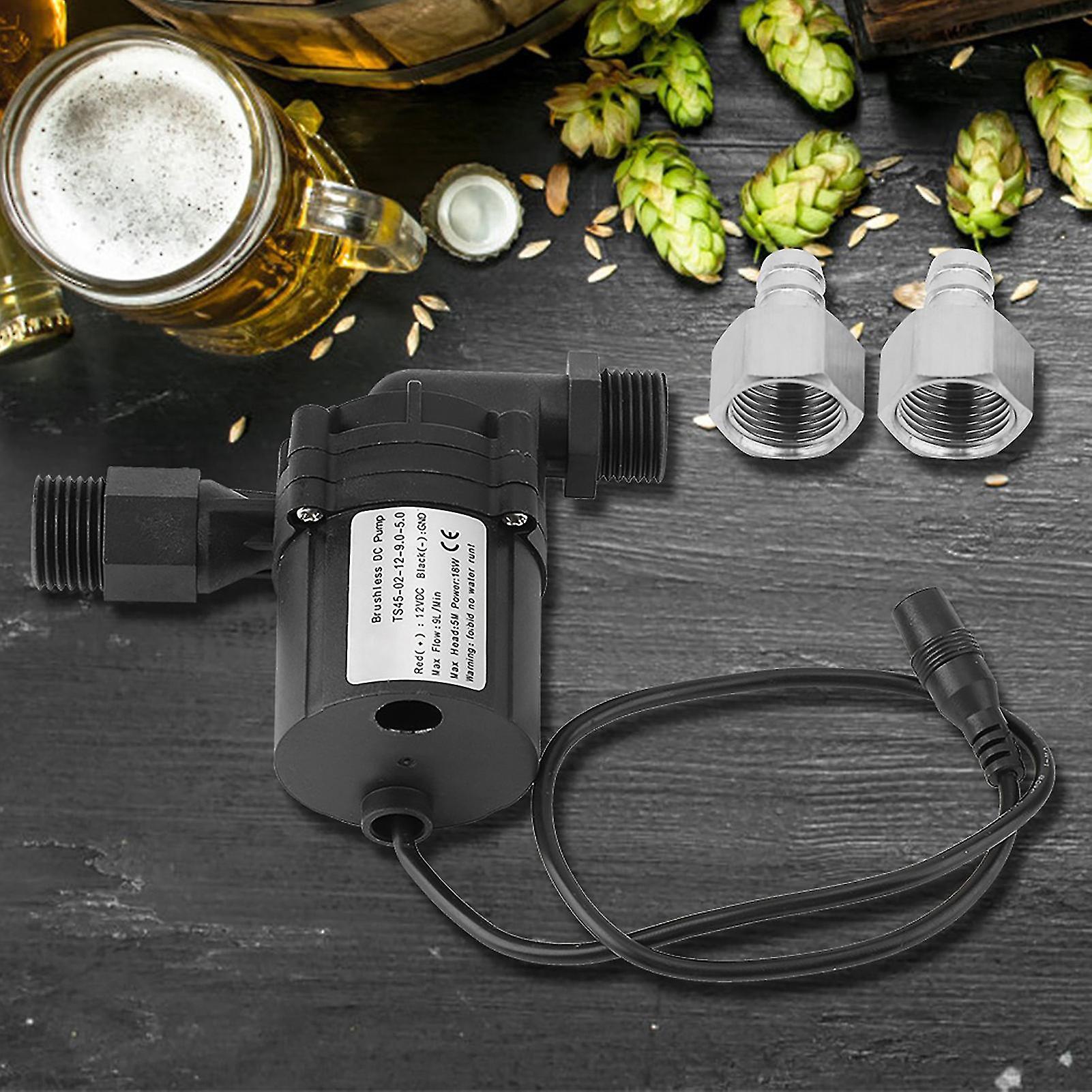 Aigend Beer Pump - DC 12V 18W Brewing Homebrew Pump Circulation Brushless Beer Pumps(带接头)