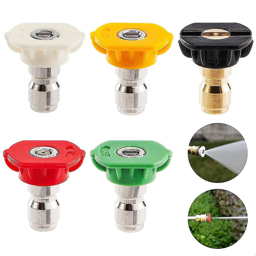 5pcs Pressure Washer Nozzle Tips Multiple Degrees 1/4'' Quick Connector