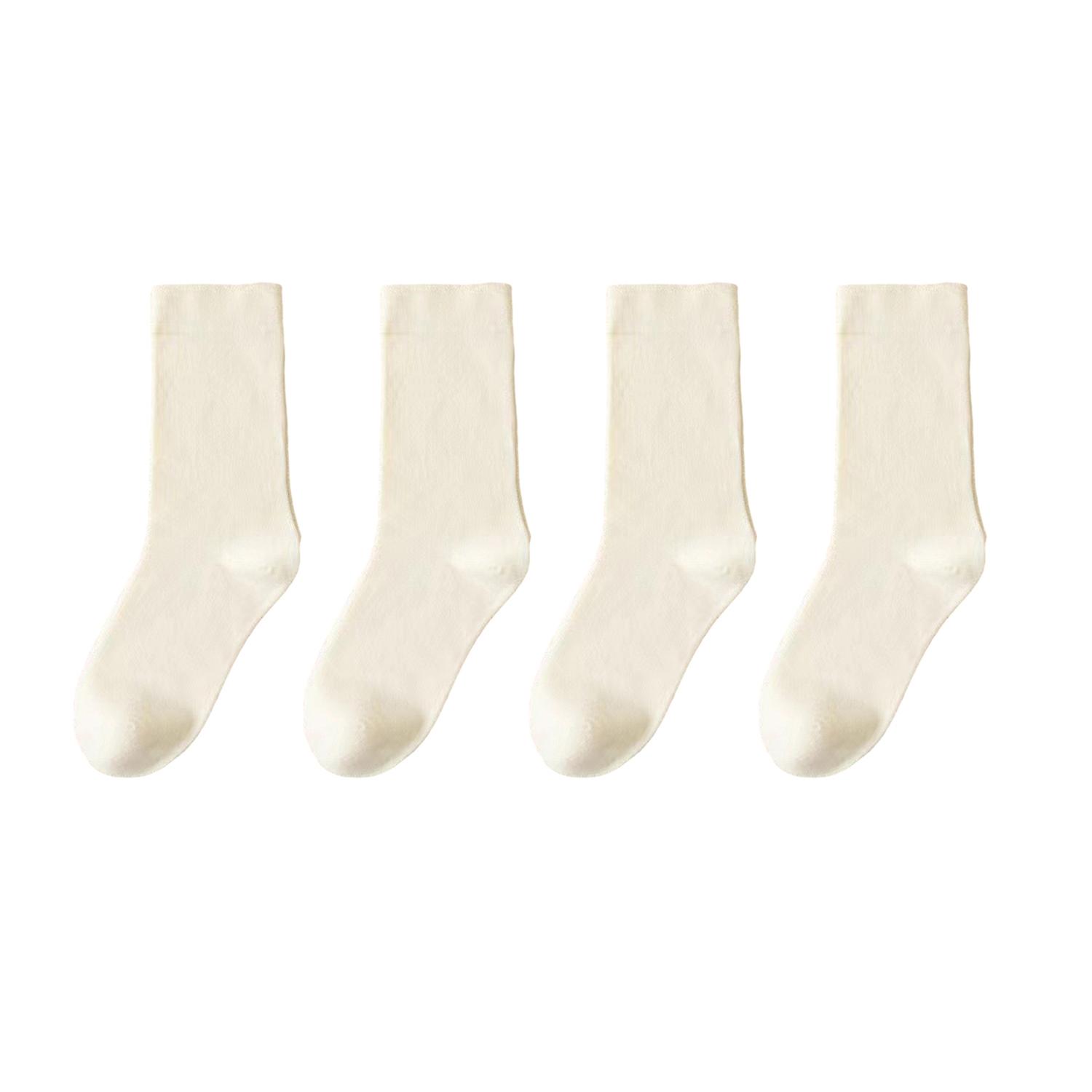 2 Pairs Winter Fall Socks Mid-tube Solid Color Soft Anti-slip Warm Ankle Protection High Elasticity