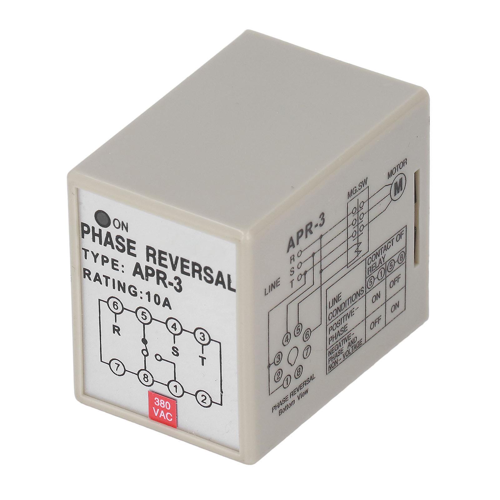 Phase Sequence Relay, Phase Loss Protection Relays Dustproof Prevent Failure DIN Rail Installation Flame Retardant Photovoltaic Shell for Motor(380V)