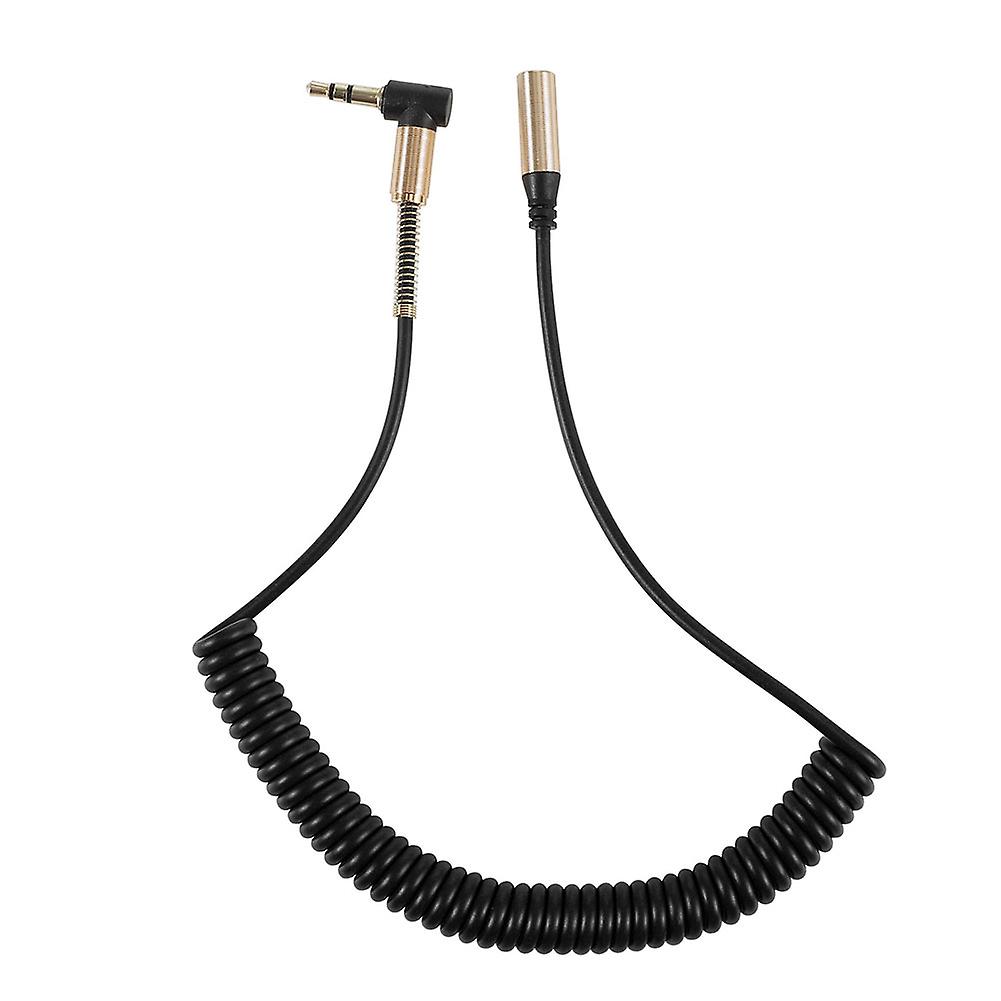 Gold-Plated 3.5mm Coiled AUX Extension Cable - Right Angle, High-Quality o Cord