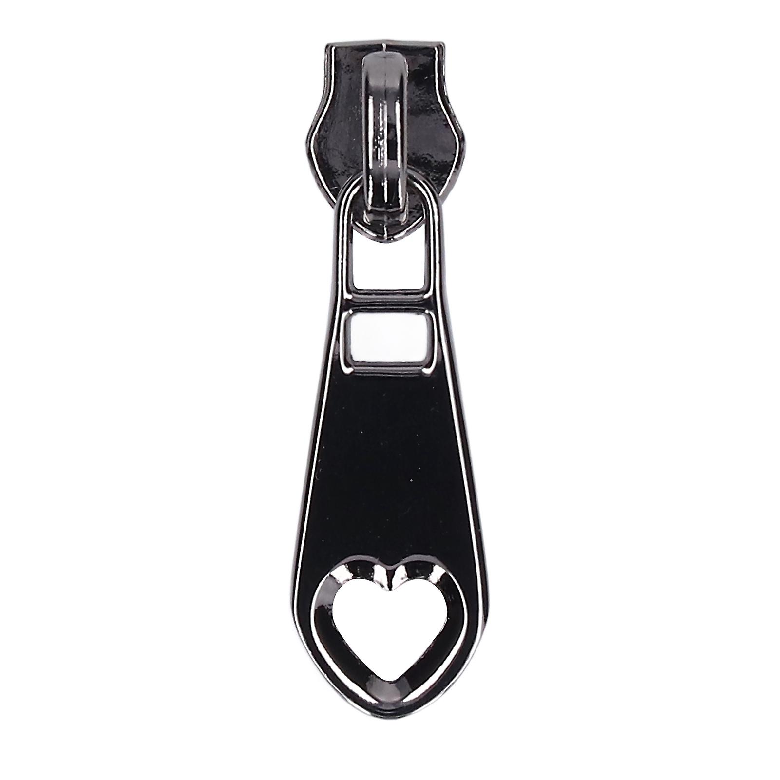 Heart-shaped Zipper Pull, Wear-resistant, Galvanized, Replacement, Gray