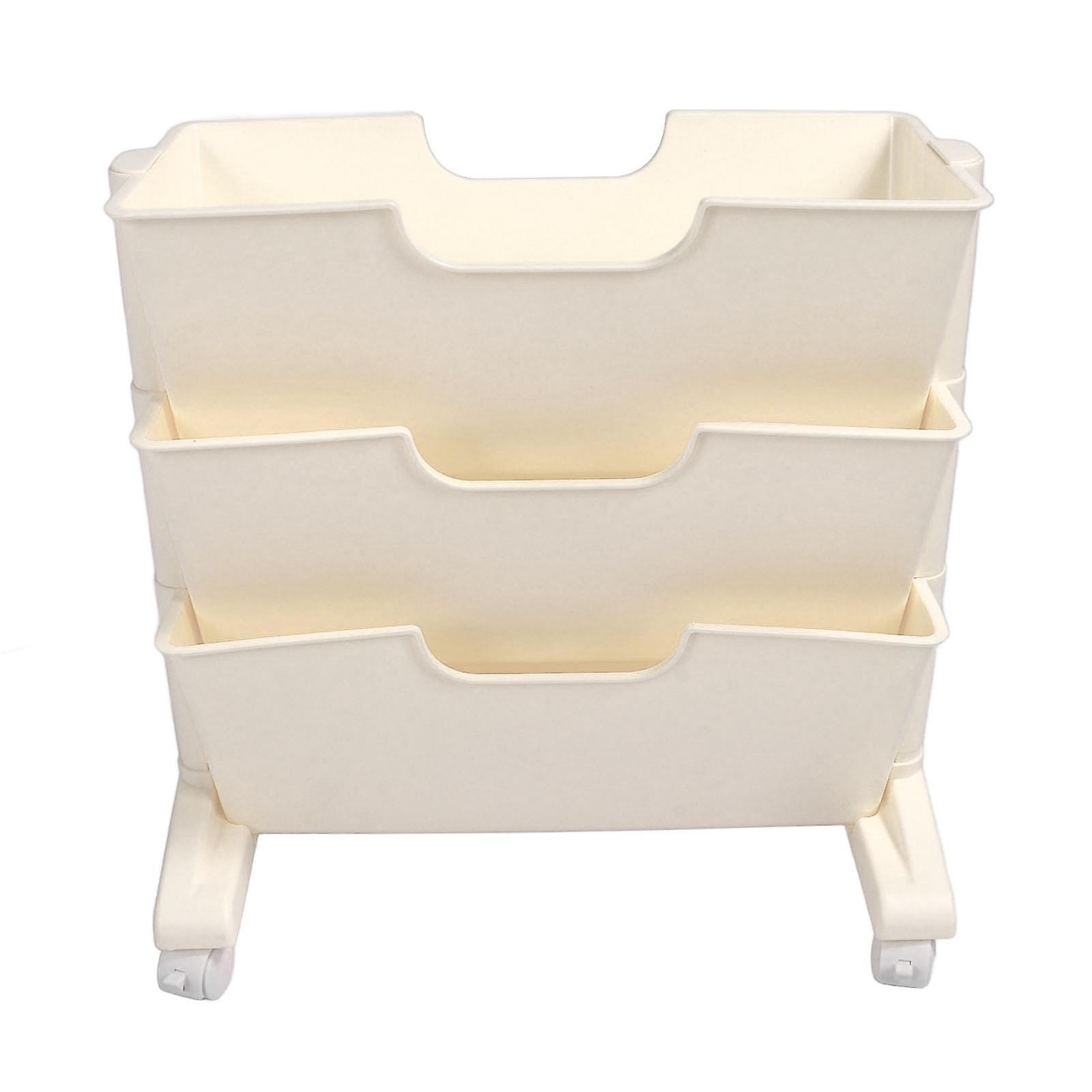 3-Tier Mobile Bookshelf, Removable, Rotating, Plastic, for Bedroom or Dorm, White