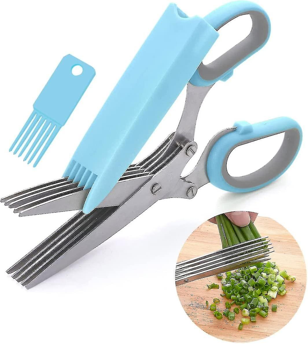 Kitchen Scissors,herb Scissors Multipurpose With 5 Blades And Cover,herb Cutter For Salad Basil Pars