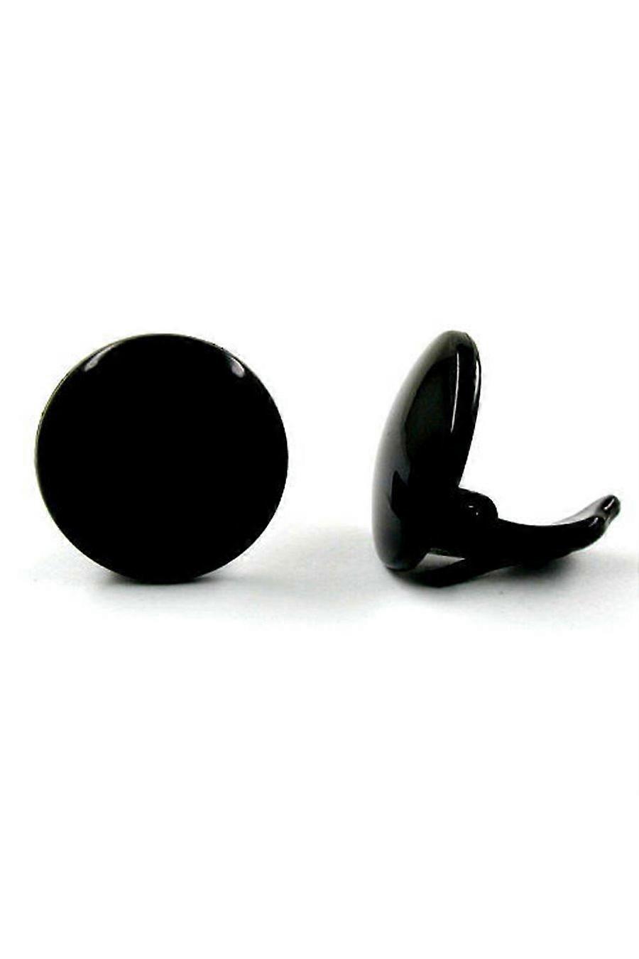 Clip-on Earring Round Black Plastic - Gl03168