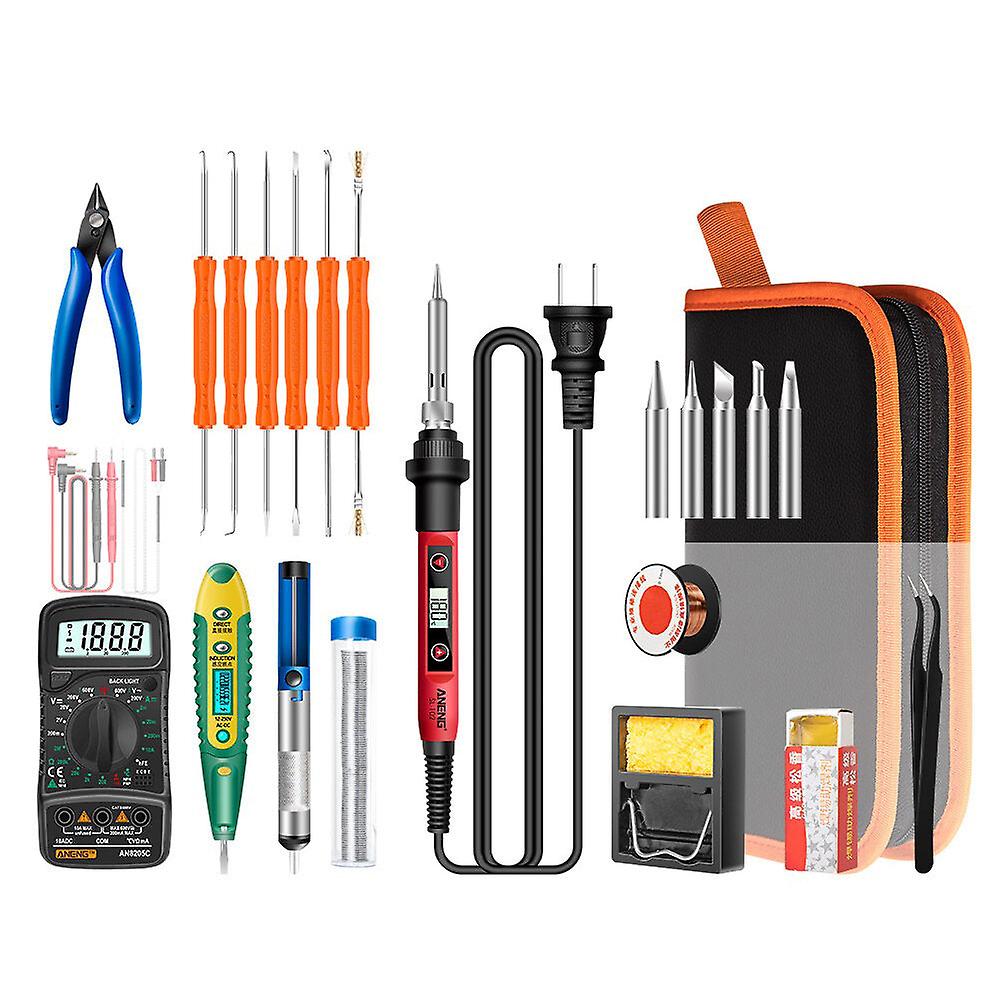 24Pcs Lcd Digital Display Screen Multi-function Electric Soldering Iron Adjustable Temperature Soldering Tools Kit
