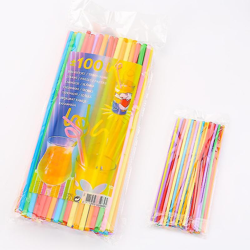 100pcs 10.3 Inches Disposable Flexible Bendy Drinking Straws Plastic Straws