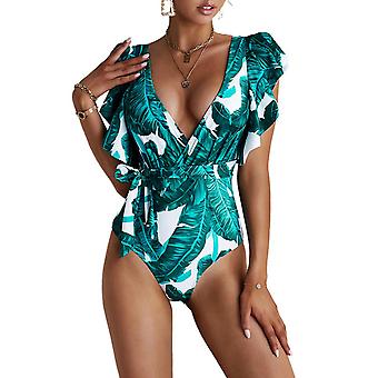 Veeki Women One Piece Swimsuits Tummy Control Front Cross Bathing Suits V Neck Slimming Swimwear Sexy MonokiniS