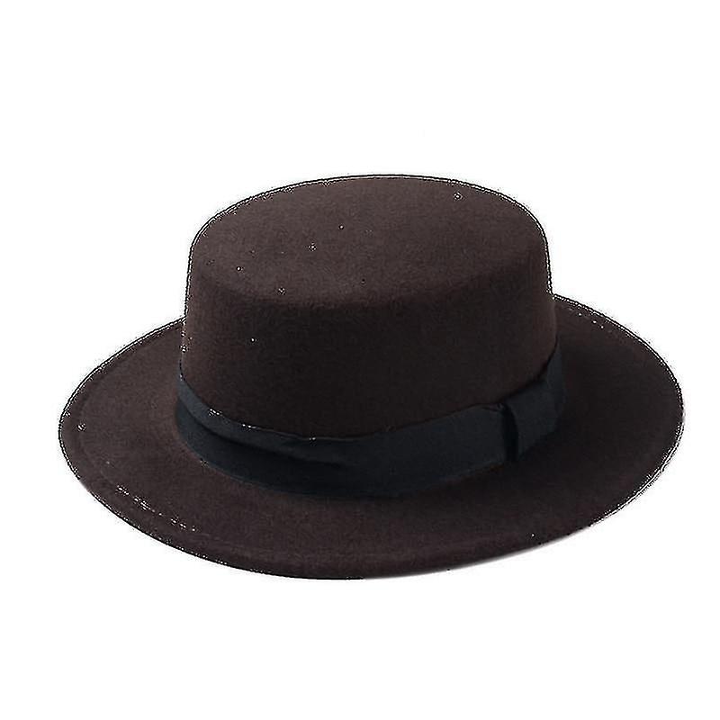 Wool Boater, Flat Top Hat'scoffee