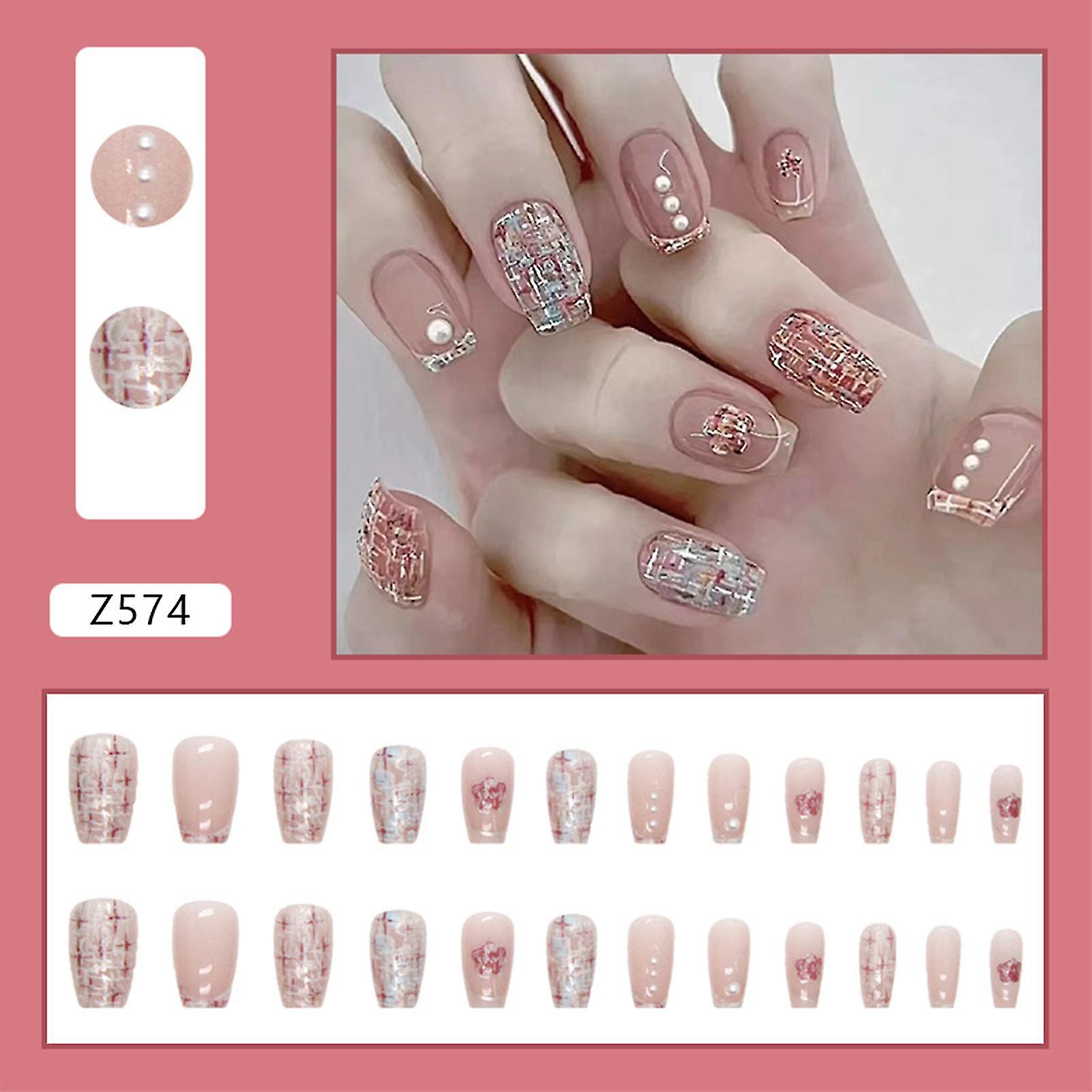 Pearl Adornment False Nails Lightweight Durable False Nails