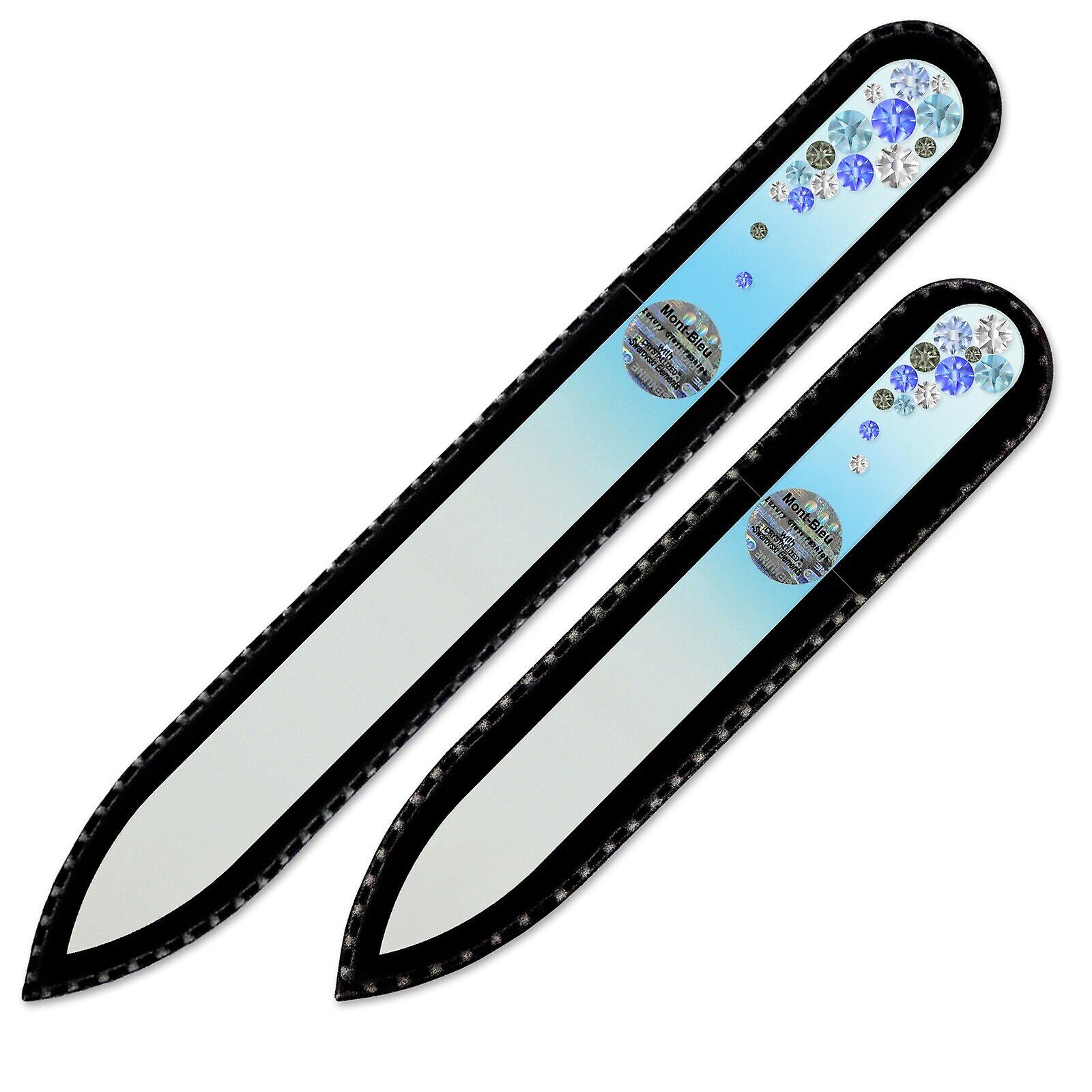 Set of 2 Czech Color Glass Nail Files with crystals BC-MS - Sapphire