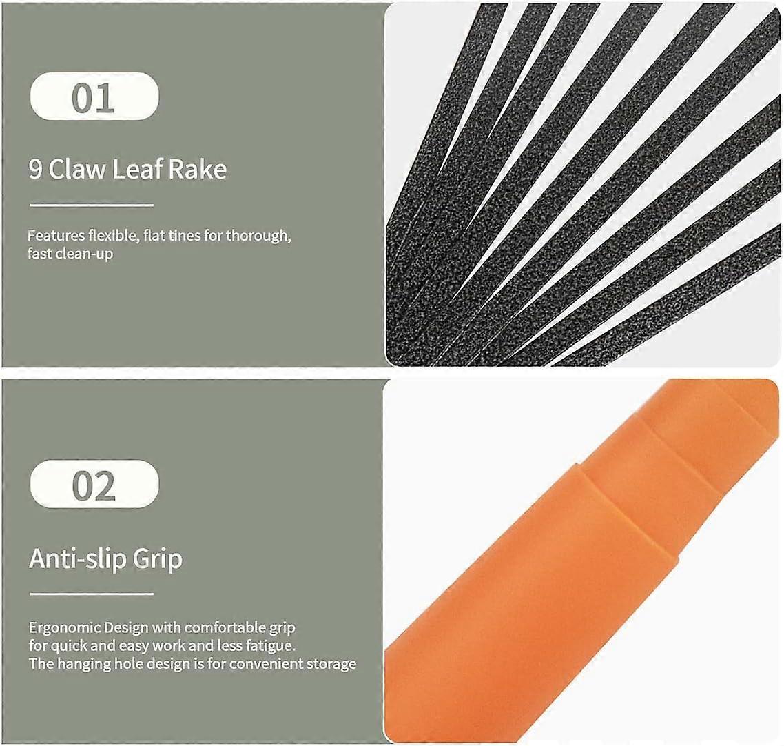 Finder Small Hand Fan Leaf Rake - 9 Teeth, 15.6" Long, Lightweight TPR Grip For Garden & Planters - View #5