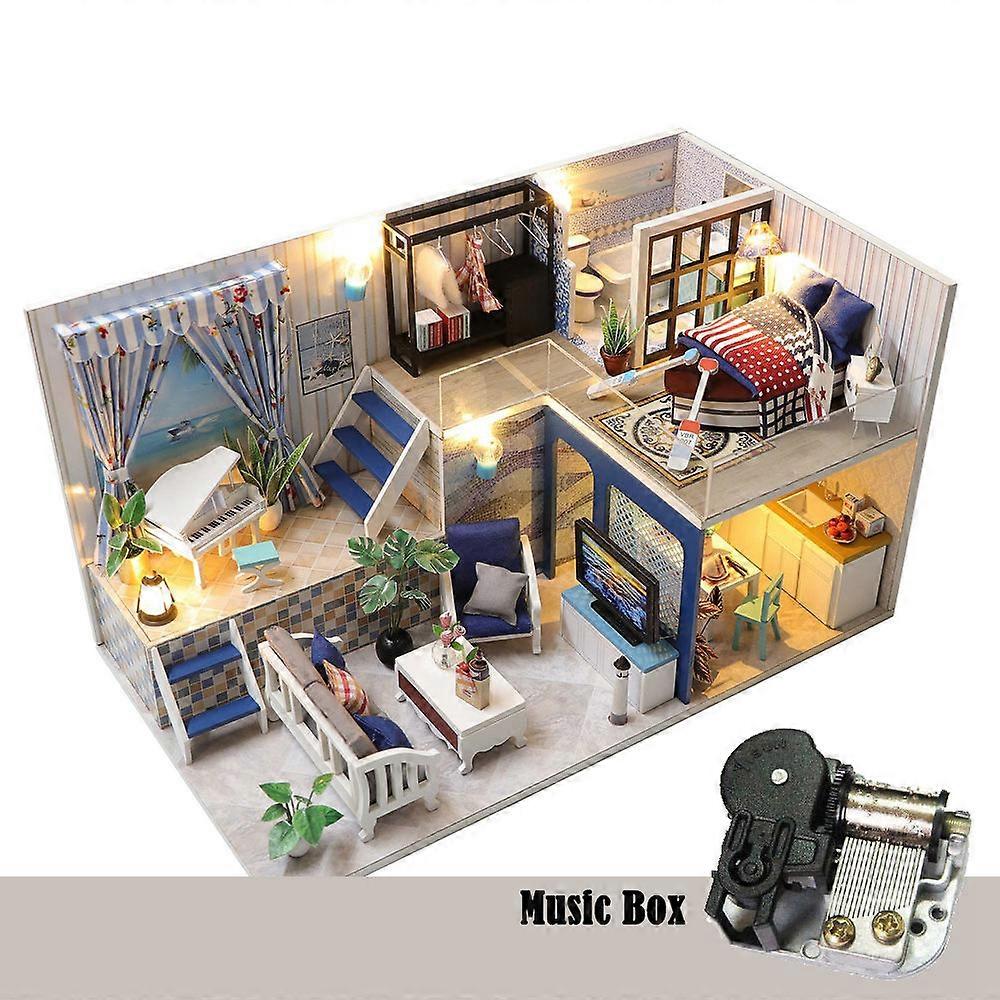 Diy Wooden Doll House Kit Miniature With Furniture Sailboat Room