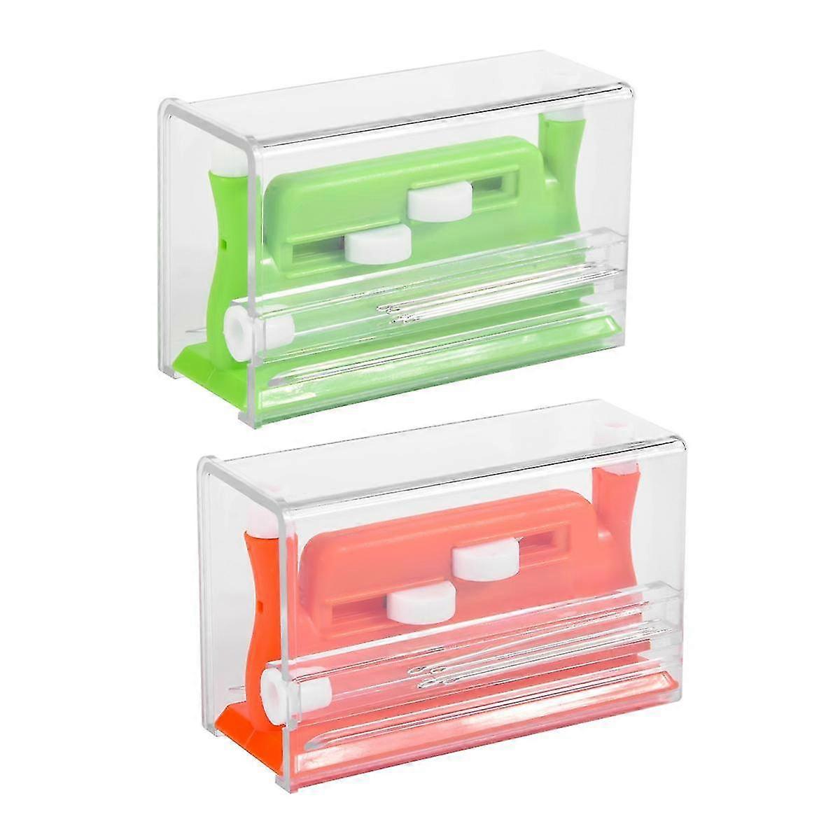 2Pcs Automatic Needle Threader,Sewing Tool Needle Threader,Automatic Needle Threaders for Hand Sewing (Green+Orange)