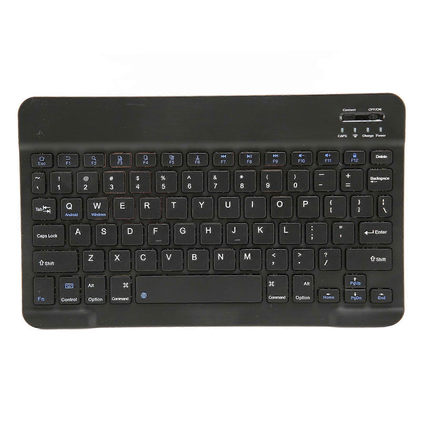 10 Inch Wireless Keyboard Silent Design Multimedia Function Keys Portable Bluetooth Keyboard for IOS Tablet Computer Phone Black
